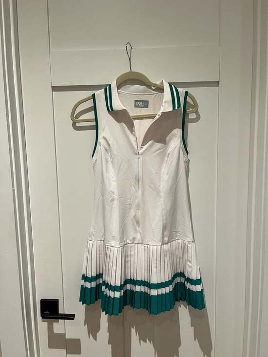 Beach Riot Dresses & Skirts - Beach Riot Sport Bria Sleeveless Pleated Tennis Dress in White and Green